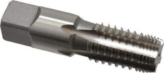 Cleveland - 3/8-18 NPT, 4 Flutes, Bright Finish, High Speed Steel, Interrupted Thread Pipe Tap - 2-9/16 Inch Overall Length, 0.7 Inch Shank Diameter, 1-1/16 Inch Thread Length, 0.53 Inch Square Size, Regular Hook, Plug Chamfer - Eagle Tool & Supply