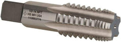 Cleveland - 1/2-14 NPT, 4 Flutes, Bright Finish, High Speed Steel, Interrupted Thread Pipe Tap - 3-1/8 Inch Overall Length, 11/16 Inch Shank Diameter, 1-3/8 Inch Thread Length, 0.51 Inch Square Size, Regular Hook, Plug Chamfer - Eagle Tool & Supply