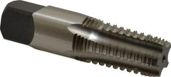 Cleveland - 3/8-18 NPTF, 4 Flutes, Bright Finish, High Speed Steel, Interrupted Thread Pipe Tap - 2-9/16 Inch Overall Length, 0.7 Inch Shank Diameter, 1-1/16 Inch Thread Length, 0.53 Inch Square Size, Regular Hook, Plug Chamfer - Eagle Tool & Supply