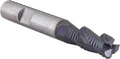 SGS - 10mm Diam, Coarse Pitch, 22mm LOC, 3 Flute Solid Carbide 1.52mm Corner Radius Roughing End Mill - AlTiN Finish, 72mm OAL, 10mm Shank Diam, Single End, Centercutting, 40° Helix - Eagle Tool & Supply