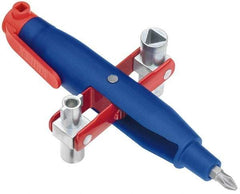 Knipex - 1 Piece Cabinet Key - 3 to 5mm Two-Way Key Bit Capacity, 5, 6, 8mm Square Capacity, 9mm Triangular Capacity - Eagle Tool & Supply