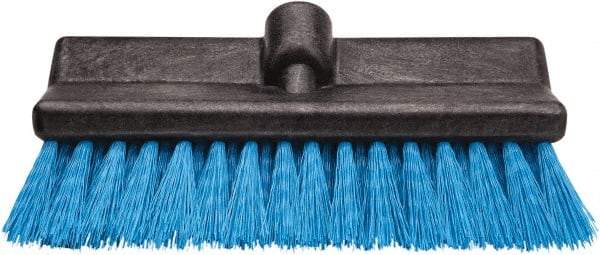 Harper Brush - 2-1/4" Bristle Length, Polypropylene Deck Scrub Brush - 10" Wide Head, 10" OAL, Black, Polypropylene Block - Eagle Tool & Supply