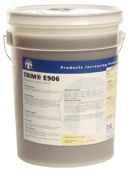 Master Fluid Solutions - Trim E906, 5 Gal Pail Cutting & Grinding Fluid - Water Soluble, For Gear Hobbing, Heavy-Duty Broaching, Machining, Surface/Pocket/Thread Milling - Eagle Tool & Supply