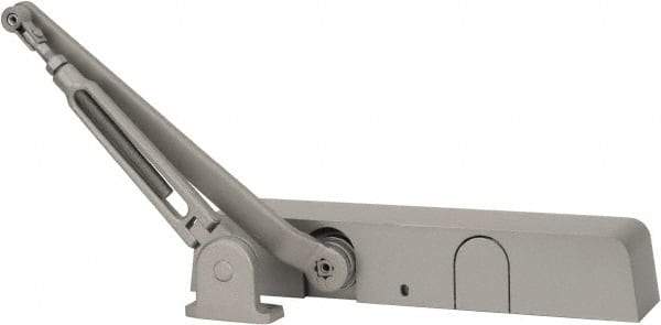 Falcon - Push & Pull Side Mount, Medium Duty Multi Size Hold Open Door Closer Full Cover Power Operated Damper - Nonhanded, Aluminum Finish - Eagle Tool & Supply