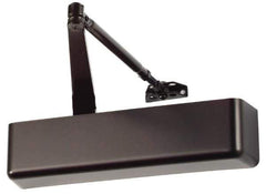 Falcon - Push & Pull Side Mount, Medium Duty Multi Size ADA Compliant Door Closer Full Cover Power Operated Damper - Nonhanded, Dark Bronze Finish - Eagle Tool & Supply
