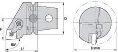 Kennametal - Right Hand Cut, Size KM63, CN.. Insert Compatiblity, Internal Modular Turning & Profiling Cutting Unit Head - 43mm Ctr to Cutting Edge, 60mm Head Length, Through Coolant, Series Kenloc - Eagle Tool & Supply