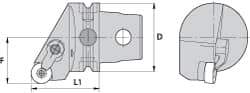 Kennametal - Right Hand Cut, Size KM63, RN.. Insert Compatiblity, Internal Modular Turning & Profiling Cutting Unit Head - 43mm Ctr to Cutting Edge, 60mm Head Length, Through Coolant, Series Kenloc - Eagle Tool & Supply