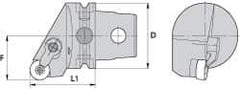 Kennametal - Left Hand Cut, Size KM63, RN.. Insert Compatiblity, Internal Modular Turning & Profiling Cutting Unit Head - 43mm Ctr to Cutting Edge, 60mm Head Length, Through Coolant, Series Kenloc - Eagle Tool & Supply