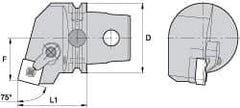 Kennametal - Left Hand Cut, Size KM63, SN.. Insert Compatiblity, External Modular Turning & Profiling Cutting Unit Head - 38mm Ctr to Cutting Edge, 60mm Head Length, Through Coolant, Series Kenloc - Eagle Tool & Supply
