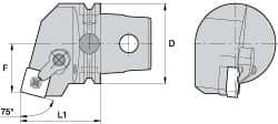 Kennametal - Left Hand Cut, Size KM63, SN.. Insert Compatiblity, External Modular Turning & Profiling Cutting Unit Head - 38mm Ctr to Cutting Edge, 60mm Head Length, Through Coolant, Series Kenloc - Eagle Tool & Supply