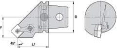 Kennametal - Left Hand Cut, Size KM63, SN.. Insert Compatiblity, External Modular Turning & Profiling Cutting Unit Head - 43mm Ctr to Cutting Edge, 68mm Head Length, Through Coolant, Series Kenloc - Eagle Tool & Supply