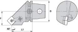 Kennametal - Left Hand Cut, Size KM63, SN.. Insert Compatiblity, Internal Modular Turning & Profiling Cutting Unit Head - 43mm Ctr to Cutting Edge, 72mm Head Length, Through Coolant, Series Kenloc - Eagle Tool & Supply