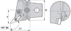 Kennametal - Left Hand Cut, Size KM63, VN.. Insert Compatiblity, External Modular Turning & Profiling Cutting Unit Head - 43mm Ctr to Cutting Edge, 60mm Head Length, Through Coolant, Series Kenloc - Eagle Tool & Supply