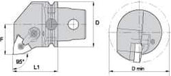 Kennametal - Left Hand Cut, Size KM63, WN.. Insert Compatiblity, Internal Modular Turning & Profiling Cutting Unit Head - 43mm Ctr to Cutting Edge, 60mm Head Length, Through Coolant, Series Kenloc - Eagle Tool & Supply