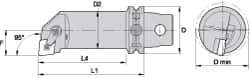 Kennametal - Left Hand Cut, 50mm Min Bore Diam, Size KM63 Steel Modular Boring Cutting Unit Head - 4.6063" Max Bore Depth, Through Coolant, Compatible with CN.. - Eagle Tool & Supply