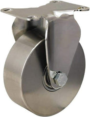 Hamilton - 4" Diam x 1-3/8" Wide x 5-1/8" OAH Top Plate Mount Rigid Caster - Forged Steel, 325 Lb Capacity, Plain Bore Bearing, 2-3/8 x 3-5/8" Plate - Eagle Tool & Supply