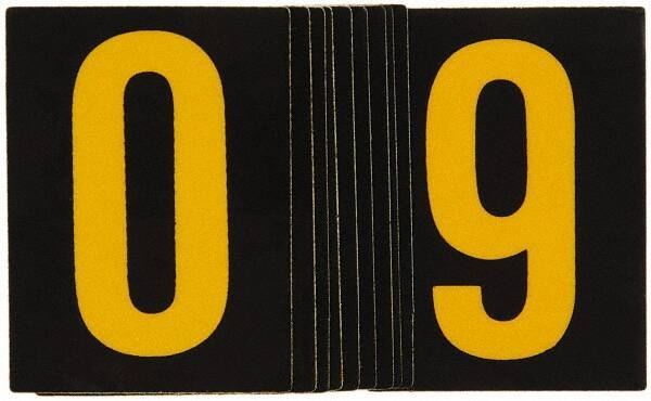 Made in USA - Letter Label - Legend: 0-9, English, Yellow & Black - Eagle Tool & Supply