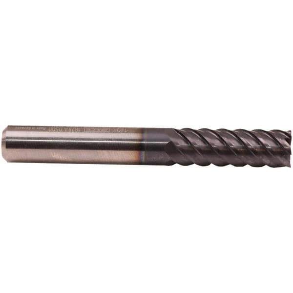 Emuge - 8mm Diam, 24mm LOC, 6 Flute Solid Carbide Roughing & Finishing End Mill - TiAlN Finish, 68mm OAL, 8mm Shank Diam, Cylindrical Shank, 50° Helix, Extra Long Length - Eagle Tool & Supply