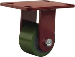 Hamilton - 3-1/4" Diam x 2" Wide x 5-1/4" OAH Top Plate Mount Rigid Caster - Polyurethane Mold onto Cast Iron Center, 575 Lb Capacity, Straight Roller Bearing, 4-1/2 x 6-1/2" Plate - Eagle Tool & Supply