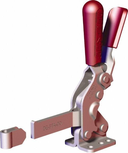 De-Sta-Co - 1,000 Lb Holding Capacity, Vertical Handle, Manual Hold Down Toggle Clamp - 64° Handle Movement, 76° Bar Opening, Solid Bar, Flanged Base, Carbon Steel - Eagle Tool & Supply