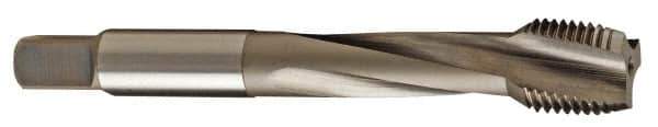 Kennametal - 1/2-20 UNF 3 Flute 2B Modified Bottoming Spiral Flute Tap - Vanadium High Speed Steel, Nitride Finish, 3.38" OAL, Right Hand Flute, Right Hand Thread, H5 - Eagle Tool & Supply