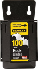 Stanley - 100 Piece High Carbon Steel Hook Blade - 48mm OAL, 1-7/8" Blade Length, 0.024" Blade Thickness - Eagle Tool & Supply