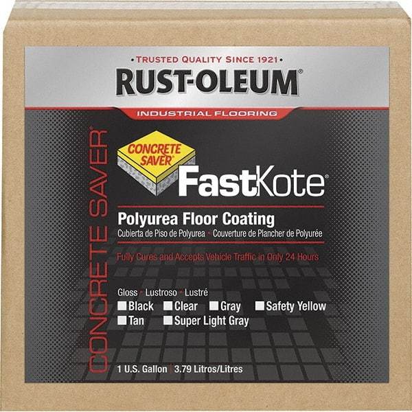 Rust-Oleum - 1 Gal Safety Yellow Gloss Finish Floor Coating - 400 Sq Ft per Gal, Interior/Exterior, <50 gL VOC Compliance - Eagle Tool & Supply