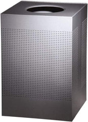 Rubbermaid - 40 Gal Silver Square Decorative Waste Receptacle With Top - Steel, 30" High x 476.25mm Long x 476.25mm Wide - Eagle Tool & Supply