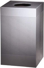 Rubbermaid - 20 Gal Silver Square Decorative Waste Receptacle With Top - Steel, 30" High x 476.25mm Long x 476.25mm Wide - Eagle Tool & Supply