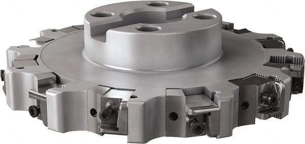 Seco - Shell Mount Connection, 1.024" Cutting Width, 2.209" Depth of Cut, 8" Cutter Diam, 1-1/2" Hole Diam, 6 Tooth Indexable Slotting Cutter - R335.25 Toolholder, XNHQ, LNHQ Insert, Right Hand Cutting Direction - Eagle Tool & Supply