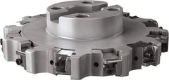 Seco - Shell Mount Connection, 1.024" Cutting Width, 2.209" Depth of Cut, 8" Cutter Diam, 1-1/2" Hole Diam, 6 Tooth Indexable Slotting Cutter - R335.25 Toolholder, XNHQ, LNHQ Insert, Right Hand Cutting Direction - Eagle Tool & Supply