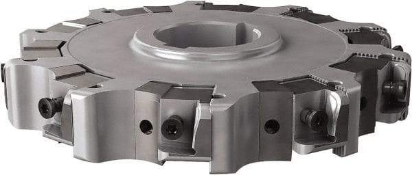 Seco - Arbor Hole Connection, 0.63" Cutting Width, 1.98" Depth of Cut, 160mm Cutter Diam, 1.5748" Hole Diam, 10 Tooth Indexable Slotting Cutter - 335.25 Toolholder, XNHQ, LNHQ Insert, Right Hand Cutting Direction - Eagle Tool & Supply
