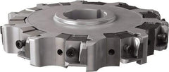 Seco - Arbor Hole Connection, 0.63" Cutting Width, 1.98" Depth of Cut, 160mm Cutter Diam, 1.5748" Hole Diam, 10 Tooth Indexable Slotting Cutter - 335.25 Toolholder, XNHQ, LNHQ Insert, Right Hand Cutting Direction - Eagle Tool & Supply