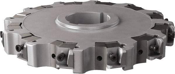 Seco - Arbor Hole Connection, 0.63" Cutting Width, 2.492" Depth of Cut, 200mm Cutter Diam, 1.9685" Hole Diam, 12 Tooth Indexable Slotting Cutter - 335.25 Toolholder, XNHQ, LNHQ Insert, Right Hand Cutting Direction - Eagle Tool & Supply