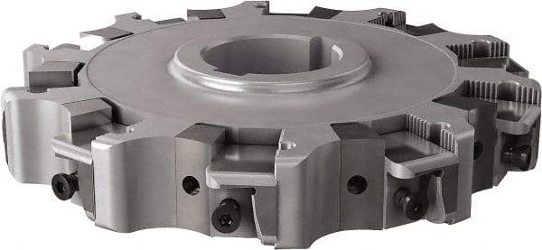 Seco - Arbor Hole Connection, 0.63" Cutting Width, 1.98" Depth of Cut, 160mm Cutter Diam, 1.5748" Hole Diam, 10 Tooth Indexable Slotting Cutter - 335.25 Toolholder, XNHQ, LNHQ Insert, Right Hand Cutting Direction - Eagle Tool & Supply