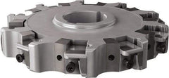 Seco - Arbor Hole Connection, 0.63" Cutting Width, 1.98" Depth of Cut, 160mm Cutter Diam, 1.5748" Hole Diam, 10 Tooth Indexable Slotting Cutter - 335.25 Toolholder, XNHQ, LNHQ Insert, Right Hand Cutting Direction - Eagle Tool & Supply