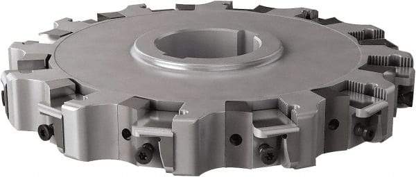 Seco - Arbor Hole Connection, 0.63" Cutting Width, 2.492" Depth of Cut, 200mm Cutter Diam, 1.9685" Hole Diam, 12 Tooth Indexable Slotting Cutter - 335.25 Toolholder, XNHQ, LNHQ Insert, Right Hand Cutting Direction - Eagle Tool & Supply
