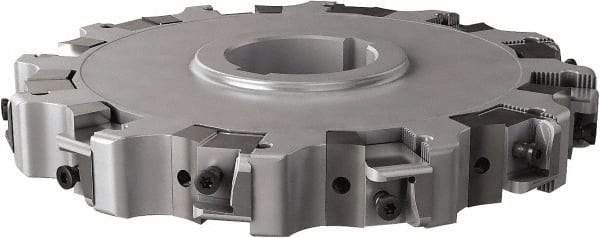 Seco - Arbor Hole Connection, 1.26" Cutting Width, 2.492" Depth of Cut, 200mm Cutter Diam, 1.9685" Hole Diam, 6 Tooth Indexable Slotting Cutter - 335.25 Toolholder, XNHQ, LNHQ Insert, Right Hand Cutting Direction - Eagle Tool & Supply