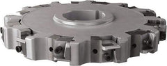 Seco - Arbor Hole Connection, 1.26" Cutting Width, 2.492" Depth of Cut, 200mm Cutter Diam, 1.9685" Hole Diam, 6 Tooth Indexable Slotting Cutter - 335.25 Toolholder, XNHQ, LNHQ Insert, Right Hand Cutting Direction - Eagle Tool & Supply