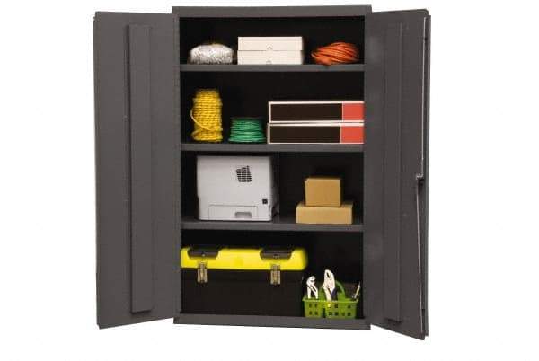 Durham - 3 Shelf Locking Storage Cabinet - Steel, 36" Wide x 18" Deep x 60" High, Gray - Eagle Tool & Supply