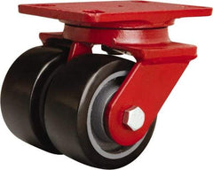 Hamilton - 4" Diam x 2" Wide x 5-5/8" OAH Top Plate Mount Swivel Caster - Polyurethane Mold onto Cast Iron Center, 1,900 Lb Capacity, Sealed Precision Ball Bearing, 4-1/2 x 6-1/2" Plate - Eagle Tool & Supply