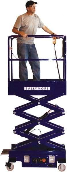Ballymore - 500 Lb Capacity, 144" Lift Height, Battery Operated Mini Scissor Lift - 144 Inch Lift Height, 46 Inch Length x 28 Inch Width Footprint, 500 Lbs. Load Limit - Eagle Tool & Supply
