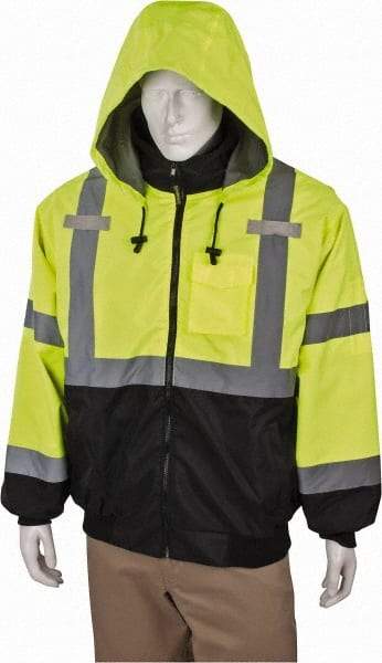 OccuNomix - Size L Cold Weather & High Visibility Jacket - High Visbility Yellow, Polyester, Zipper Closure - Eagle Tool & Supply