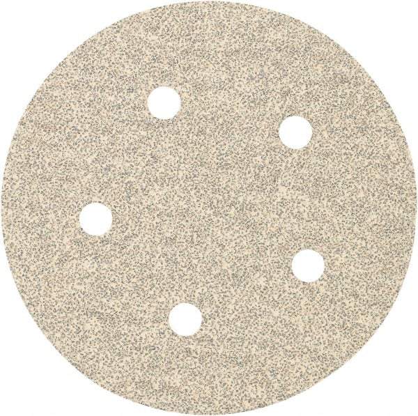 Porter-Cable - 5" Diam, 100 Grit Zirconia Alumina Adhesive PSA Disc - Fine Grade, Tan, C Weighted Backing, Flexible, 13,000 Max RPM - Eagle Tool & Supply