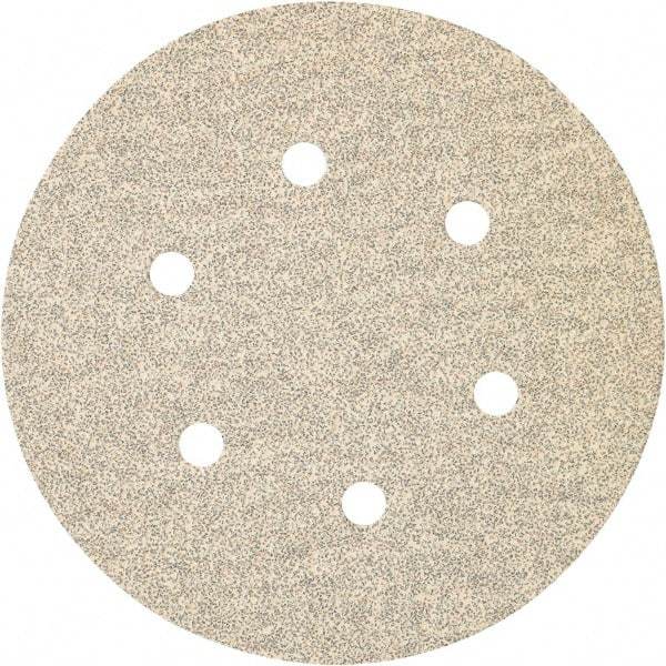 Porter-Cable - 6" Diam, 80 Grit Zirconia Alumina Adhesive PSA Disc - Medium Grade, Tan, C Weighted Backing, Flexible, 13,000 Max RPM - Eagle Tool & Supply