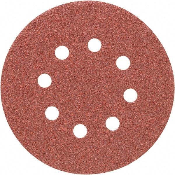 Porter-Cable - 5" Diam, 60 Grit Zirconia Alumina Adhesive PSA Disc - Medium Grade, Tan, C Weighted Backing, Flexible, 13,000 Max RPM - Eagle Tool & Supply