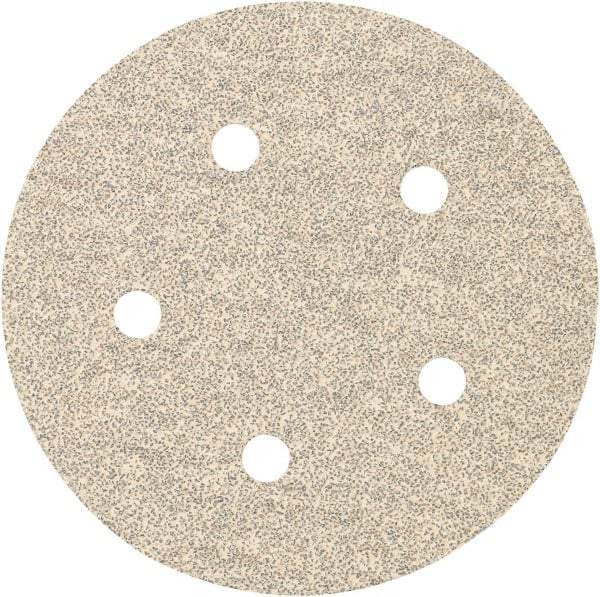 Porter-Cable - 5" Diam, 60 Grit Zirconia Alumina Adhesive PSA Disc - Medium Grade, Tan, C Weighted Backing, Flexible, 13,000 Max RPM - Eagle Tool & Supply
