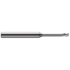 Corner Radius End Mill: 0.062″ Dia, 3/32″ LOC, 0.008″ Radius, 3 Flutes, Solid Carbide 2-1/2″ OAL, 1/8″ Shank Dia, 30 ° Helix, Bright/Uncoated, Corner Radius End