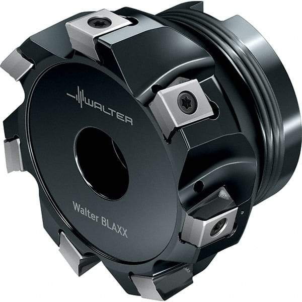 Walter - 10 Inserts, 125mm Cut Diam, 40mm Arbor Diam, 15mm Max Depth of Cut, Indexable Square-Shoulder Face Mill - 63mm High, LN.. 1607.. Insert Compatibility, Through Coolant, Series Blaxx - Eagle Tool & Supply