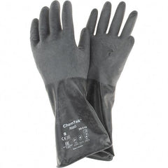 Ansell - 14 mil Thick, Chemical Resistant Gloves - SZ 9 14"14ML BLK 1/PR CHEM-TEK RGH FIN CHEM GLV - Eagle Tool & Supply